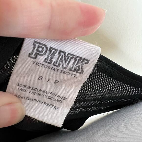 PINK Victoria's Secret Tank Top Small Black Graphic Racerback Tailgate Football - Picture 7 of 7